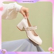 Fashion INS Style Soft Leather 1.97 Inches Square Head Mary Jane High Heels (Size 35-42)