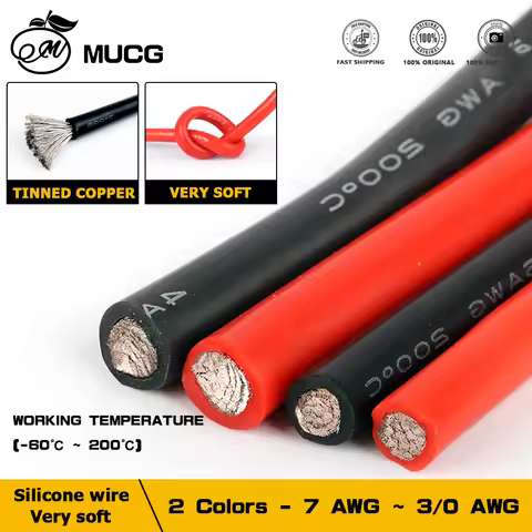 1M/2M/3M Silicone cable Electrical wire Black Red Ultra soft Inverter Battery Auto Power Car Start 1