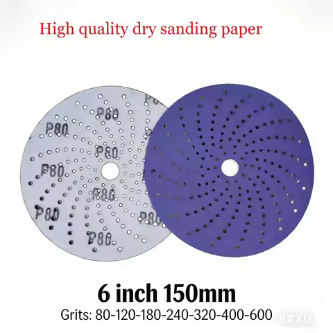 Sandpaper 6 Inch 150mm Ceramic Sanding Discs (80-600 Grit) - Cyclone Holes, Tear-Resistant Film, Hig