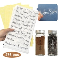 276pcs bottle label transparent waterproof spice label food jar marker sticker black and white label