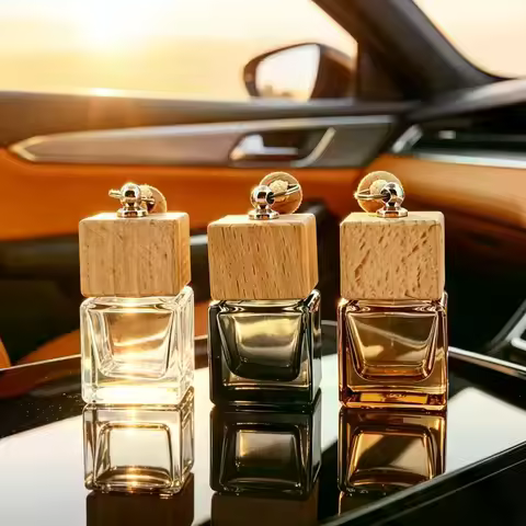 1Pcs 8ml Dyed Square Cap Empty Car Essential Oil Diffuser Bottle Fragrance Air Freshener Perfume Orn