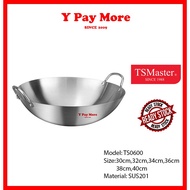 TSMaster Double Handle High Quality Deep Stainless Steel Wok / Kuali /Kuali Stainless Steel Bertangk