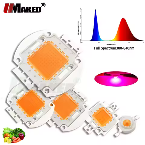 Grow Light-COB Chip 1W 3W 5W 10W 20W 30W 50W 100W Full Spectrum 380-840nm Plant Growth For LED Aquar