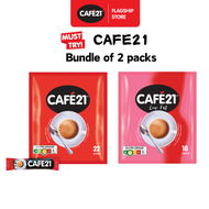 Cafe21 - 2in1 Low Fat and Regular， Coffee Mix Bundle Pack No Sugar Added Made in Singapore - Featuring Soluble Colombian Arabica Coffee Powder （14g x 18 Sticks and 12g x 22 Sticks）