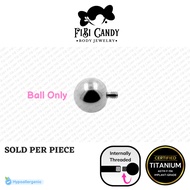 FiBiCandy OITL001 Ball Only Astm F136 Titanium Earring Lock Internally Threaded