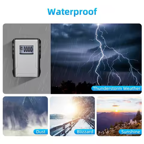 B68C 4 Digit Combination Key Box Wall Mounted Password Key Box Organizer Aluminum Alloy Key Storage 