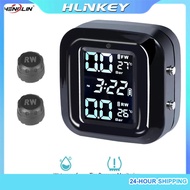 HLINKEY มอเตอร์แรงดันยาง TMPS 2เซ็นเซอร์ภายนอกแบบพกพาหน้าจอไร้สาย LCD สำหรับรถจักรยานยนต์จอแสดงแรงดั