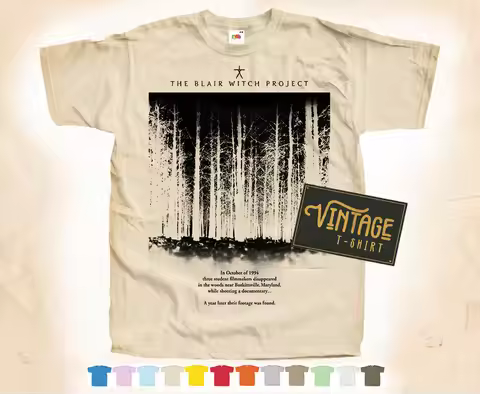 BLACK Print: Blair Witch Project V1 T shirt Natural VINTAGE Poster Cotton S-5XL