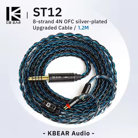 KBEAR ST12 8 core HiFi Earphone 4N OFC silver-plated Upgraded Cable 3.5/4.4mm MMCX/0.78mm 2Pin for L