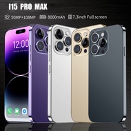 【CAN COD+Ready】Original phone I15 pro max i15proMax 7.3 Inch hp 16G RAM 1TB ROM 50MP 108MP cheap cellphone washing warehouse Android 12.0 AI powered Face Recognition Unlocked Mobile Phones Qualcomm8 Gen 1 10 core 8000mah