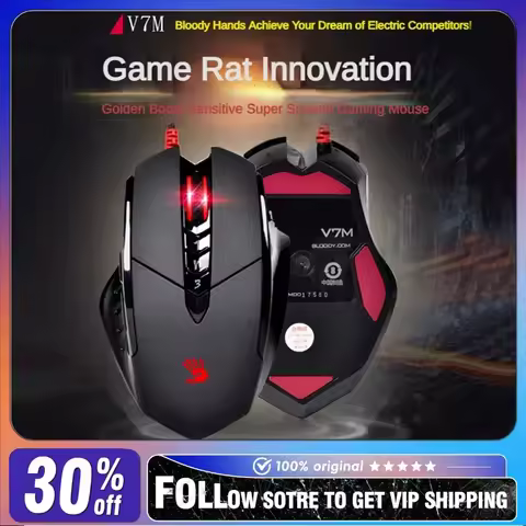 Bloody V7M Wired Mouse RGB Lightweight Ergonomics Design 4000dpi Pc Office E-sports Gaming Macro Pro