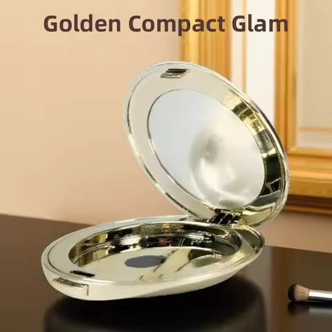 10/30pcs 8g Golden Circular Portable Thin Powder Compact Box Foundation /Blush High Glossy Contourin