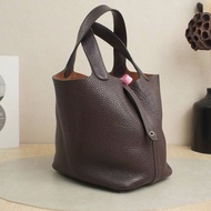 Hermes菜籃子Picotin 18  烏木色 銀扣 Z刻 有鎖鑰匙