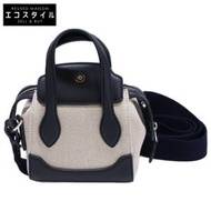 二手 Loro Piana Happy Day Nano 兩用帆布和小牛皮包，近乎全新