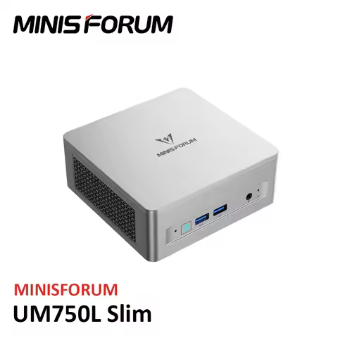 MINISFORUM Mini PC UM750L Slim AMD Ryzen 5 7545U Mini PC Windows 11 Pro LPDDR5 16GB 1TB SSD Support 