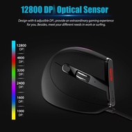 JOMAA Wired Gaming Mouse RGB Vertical Ergonomic Mice 9 Button Programmable 12800 DPI Mouse for Gamer