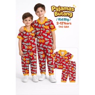 2Y-12Y▪️Q&K▪️SNEAKERS▪️PYJAMAS BUTANG KEMEJA BIG KIDS COTTON BOY SHORT SLEEVE BUTTON LONG PANT