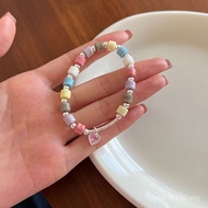 Simple Design Niche Fossil Sterling Silver Bracelet S925 Mori Bracelet Female B6923 Love Heart Oxyge