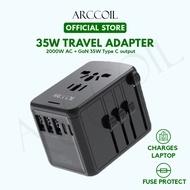 Arccoil Universal Multiport 35W Travel Adapter Phone Car Laptop UK US EUR AU