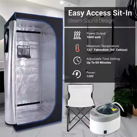 Full Size Personal Steam Sauna Set for Home Spa Relaxation, Detox Therapy Oxford With 1500W 4L Steam