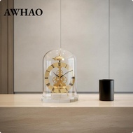 [AWHAO] Modern Quartz Clock Acrylic Glass Base Mechanical Movement Table Clock Hourly Chime for Stud