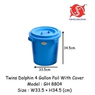 Twins Dolphin 4 Gallon Pail With Cover / Dustbin / Baldi GH8804