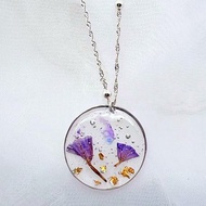 紫願星語 花 金箔 夢幻 氣泡 日本滴膠 純銀項鍊 禮物 提袋