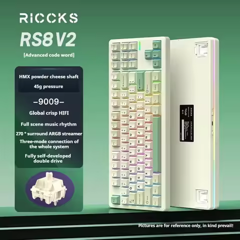 Riccks RS8 V2 Gaming Mechanical Keyboard Wireless Tri-mode RGB Hotswap Customized Gasket Support QMK