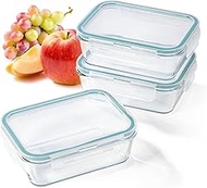GOURMETmaxx Klick-It Glass Food Storage Containers, 3 Cans, 900 ml, as Lunch Box or for Meal Prep, D