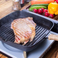 Cast Iron Steak Frying Pan Household Striped Steak Frying Pan Thickened Non-Coated Non-Stick/Frying Pan Steak Cooking Pan