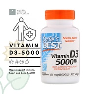 [  วิตามินดี 3 ] Doctor's Best, Vitamin D3 , 125 mcg (5000 IU) x 360 ซอฟเจล (Softgels)