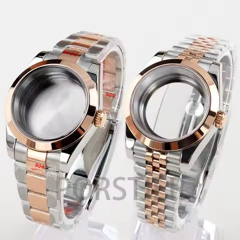 Rose Gold 36mm/39mm NH35 Watch Case 316L Stainless Steel Oyster/Jubilee Strap for Datejust NH35 NH36
