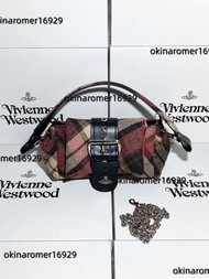 Vivienne Westwood 西太後 紅黑格紋腋下包 中號