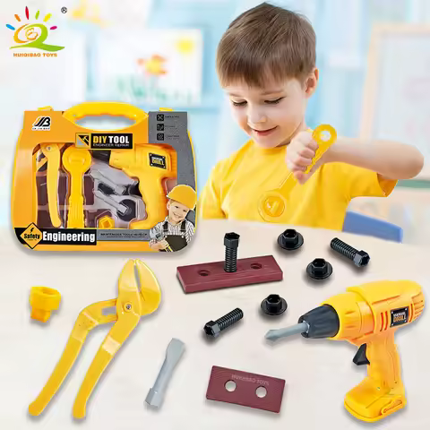 Children's Toolbox Engineer Simulation Repair Tools Drill Saw Screwdriver Pincers Kit Pretend Play H