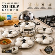 Stainless Steel 20 Idly Maker Steamer & Curry Cooking Pot with 4 Plates – Induction and Gas Stove Co