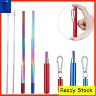 304 Stainless Steel Telescopic Rainbow Straw Portable Straw Travel Reusable Collapsible Metal Drinking Straw Brush