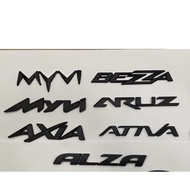 PERODUA FONT EMBLEM MATTE BLACK 3M SIRION AXIA ALZA ATIVA BEZZA MYVI NEW OLD ARUZ