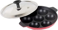 combo of Appam maker, idli maker and oil brush, south Indian food Indian cuisine| 7 Cavities Appam Patra Non Stick with Lid,Red+Idli Maker (3 Plates, 12 Idlis) (Metallic Blue)+Oil Brush for Cooking