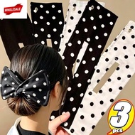 (BC)1-3Pcs Polka Dots Twisted Headbands - Wen's Large Hair Ties - Lazyman Hair Bun Making Tool - Ele