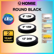 LED Surface Downlight 12W 18W 24W Black White / Lampu downlight siling plaster Home Lighting Mounted