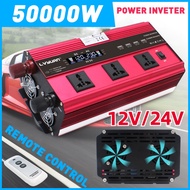 50000W Power Inverter 12v to 220v LCD Display 4 USB Voltage Transformer DC 12V 24V To AC 220V