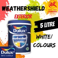 Dulux Weathershield (WHITE/COLOURS) 5L Shopee Price Exterior Paint (Song Fatt)Cat Luar/Weatherbond/Jotashield/Sealer