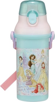 日本Skater廸士尼公主水壼瓶 兒童水樽 480ml 0.48L (Disney Princess) 直飲戶外旅行超輕一按式直飲兒童水樽水瓶水壺 平行進口 -with name sticker 附有