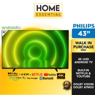 Philips 43 Inch 4K UHD Android TV 43PUT7406 | Netflix & Youtube | Dolby Atmos Dolby Vision