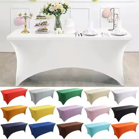 Spandex Tablecloth High Stretch Wedding Hotel Birthday Table Cover for 4ft 5ft 6ft 8ft Folding Table