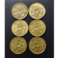 Singapore 2nd Series 1 Dollar Coin 1987 -1991( X6 )