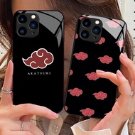Akatsuki Uchiha Tempered Glass Phone Case For Iphone 11 12 Mini 13 14 Plus 15 16 Pro Max Cover