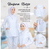 [Ready Stock] Baju Nurse Uniform Jururawat Zip SN JM Lengan Panjang Ready Made