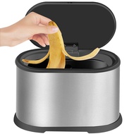 Mini Trash Can with Lid 4L Small Kitchen Compost Bin Countertop Trash Can Stainless Steel Mini Garba