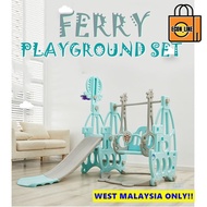 Ferry 4 In1 Swing And Slide Indoor Outdoor Mini Playground With Basketball Hoop Music Light Play Set